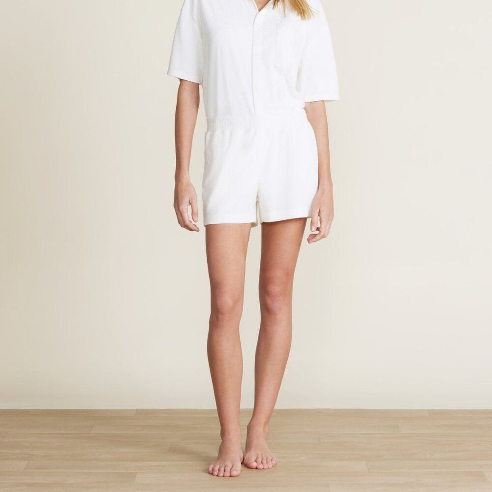 Barefoot Dreams Beach CozyTerry Set:  top and shorts. Pearl white